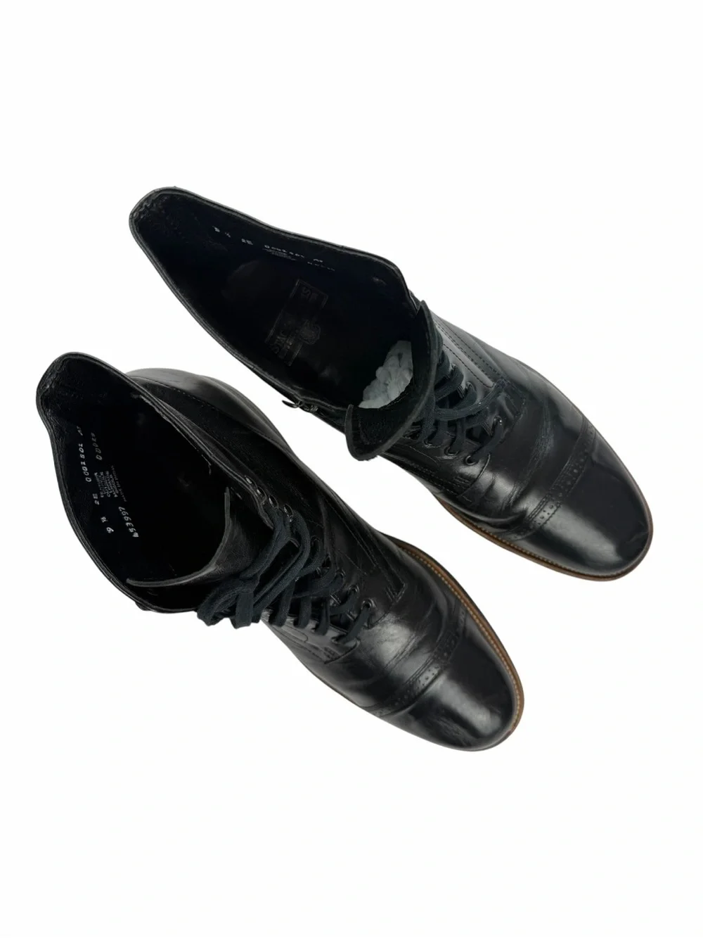 Stacy Adams Men’s Cap Toe Leather Lace Up Boots In Black Size 9.5 2E Wide Width